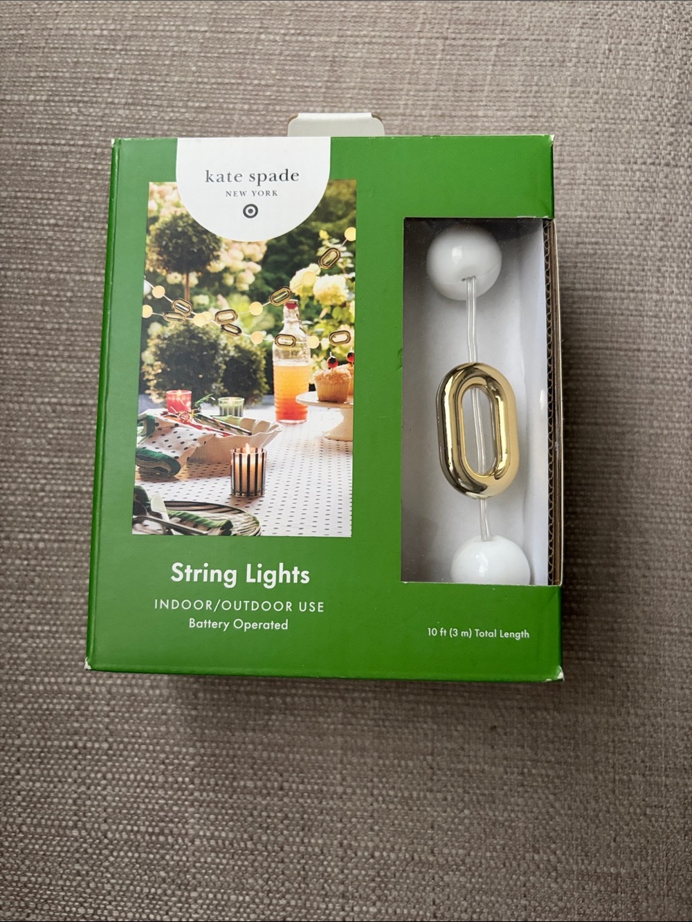 kate spade Gold and White Indoor/Outdoor String Lights